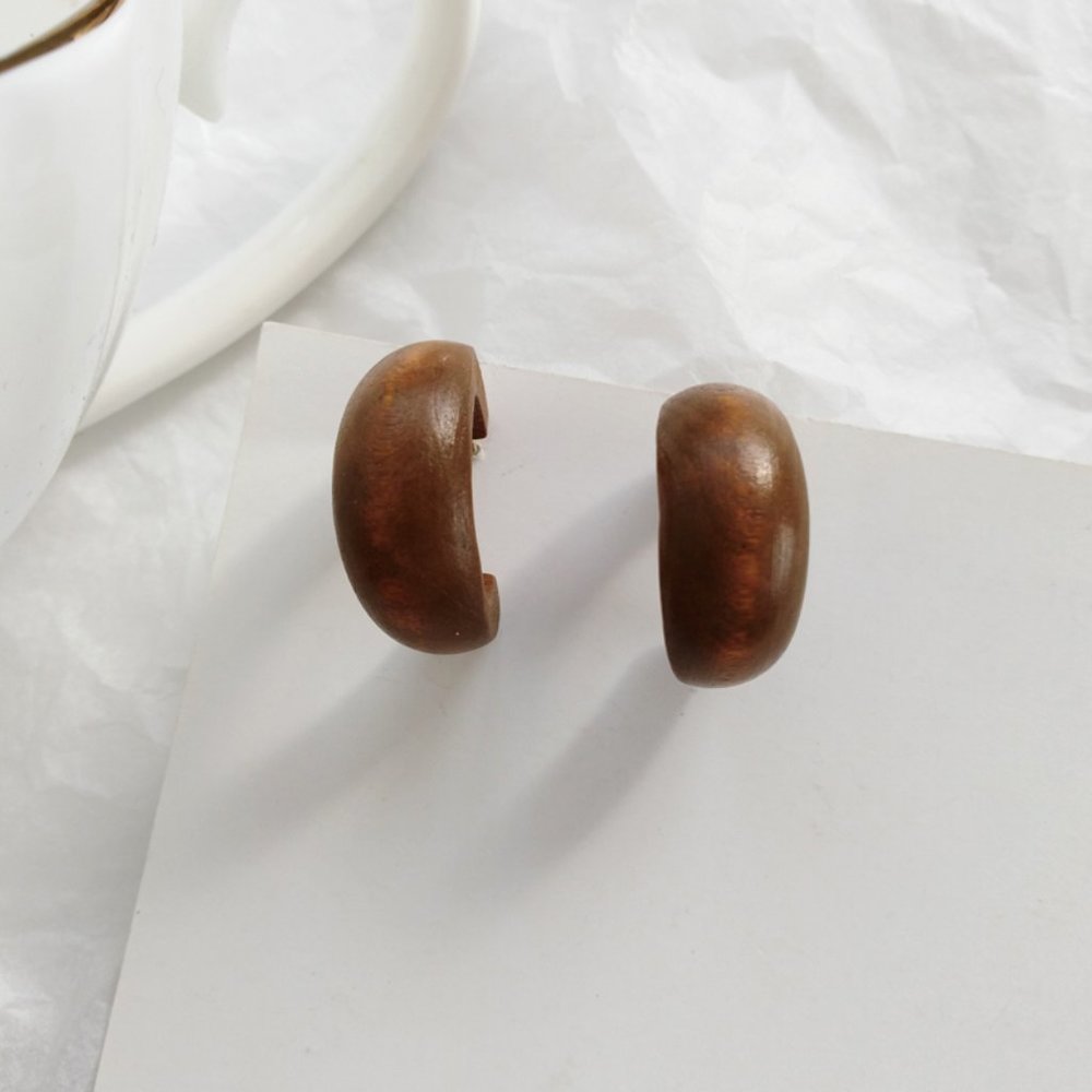 💙Wood Nature boho Hoop Earrings - Picture 8 of 12